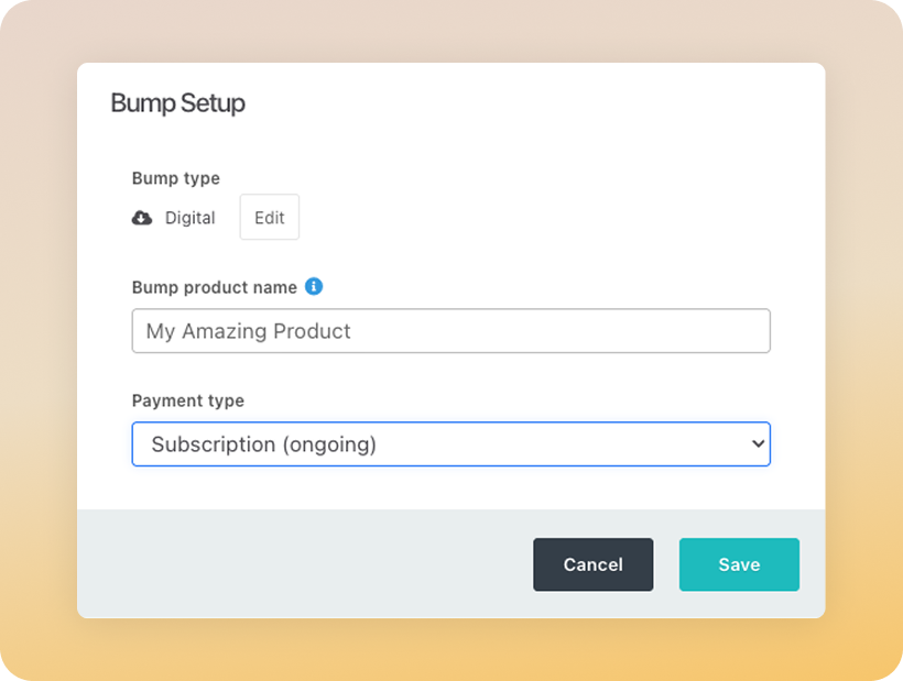 Subscription bump setup in ThriveCart